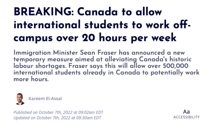 加拿大留学最新消息：打工时长新规、权威排名发布